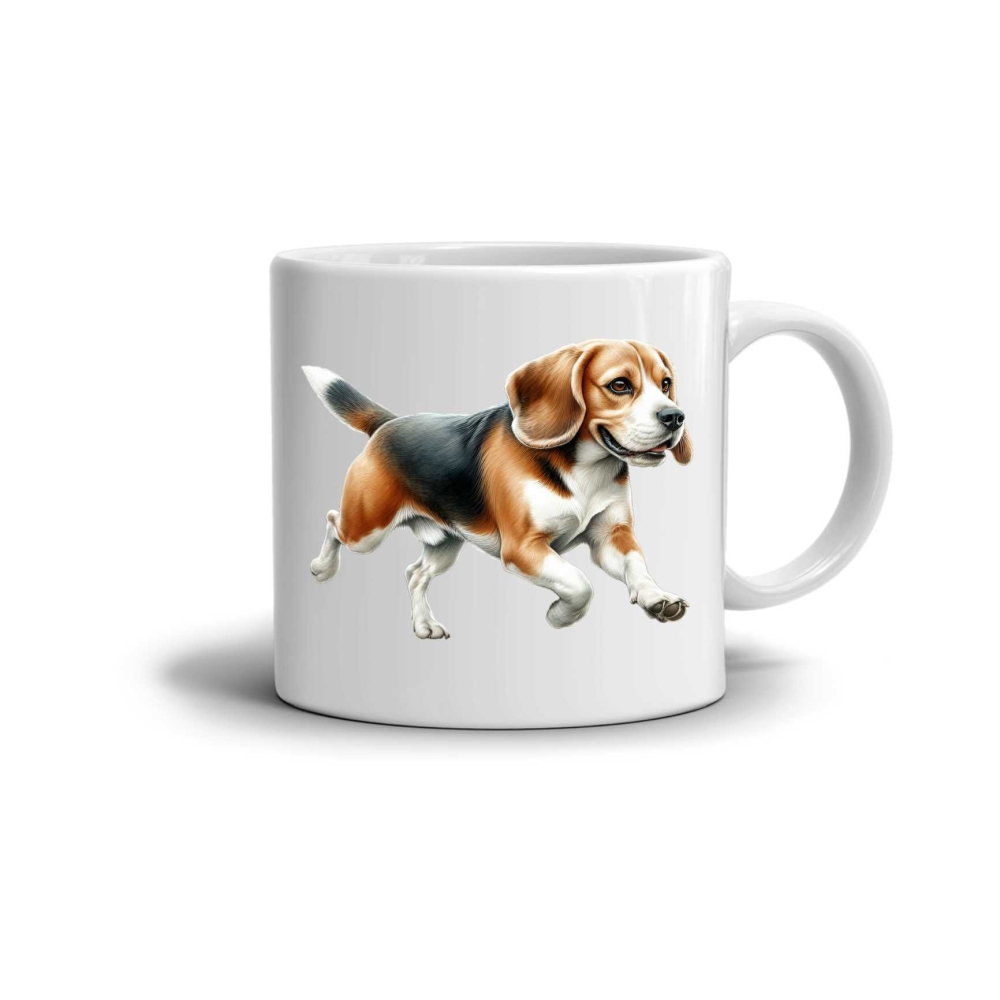 Biely keramický hrnček 330ml s obrázkom - beagle 2