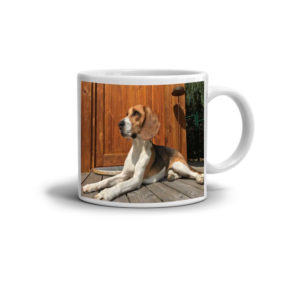 Biely keramický hrnček 330ml s obrázkom - beagle