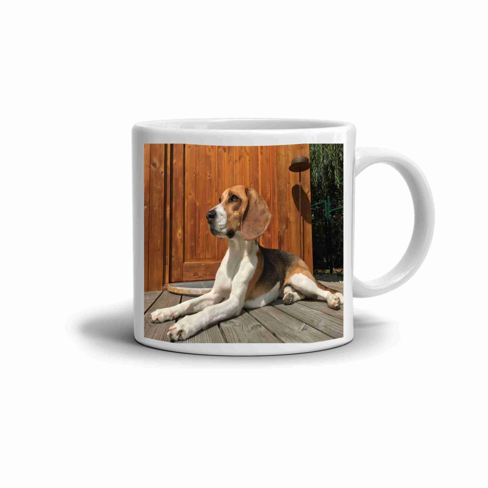 Biely keramický hrnček 330ml s obrázkom - beagle