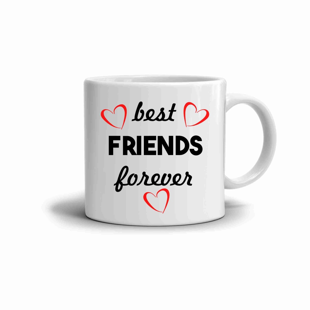 Biely keramický hrnček 330ml s obrázkom - best friends forever