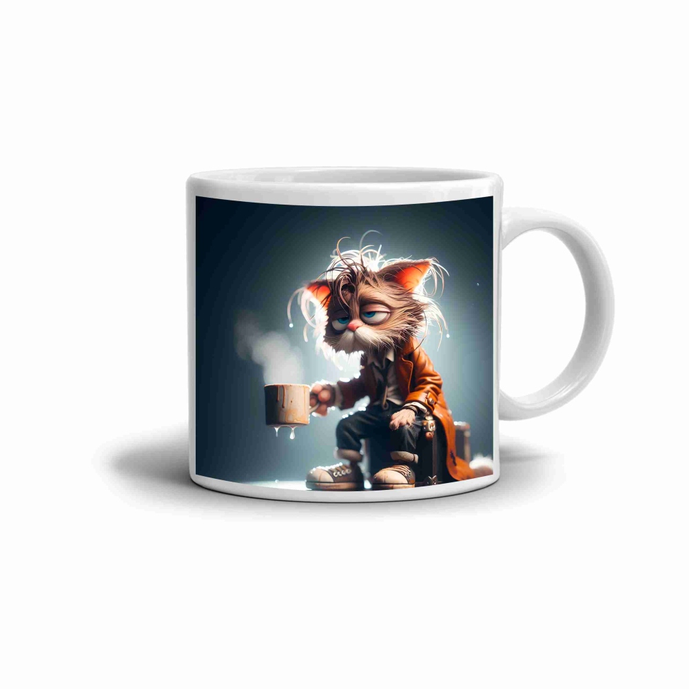 Biely keramický hrnček 330ml s obrázkom - bez kávy ani mňa