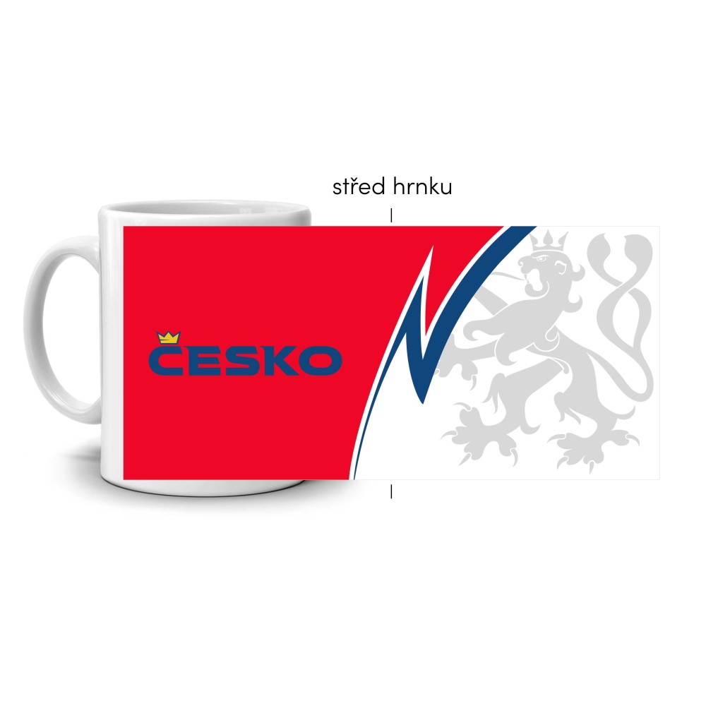 Biely keramický hrnček 330ml s obrázkom - česko