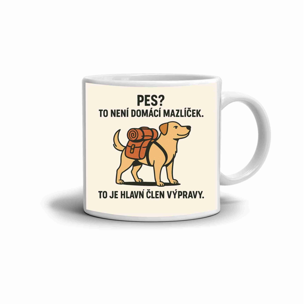 Biely keramický hrnček 330ml s obrázkom - citát hlavný člen výpravy