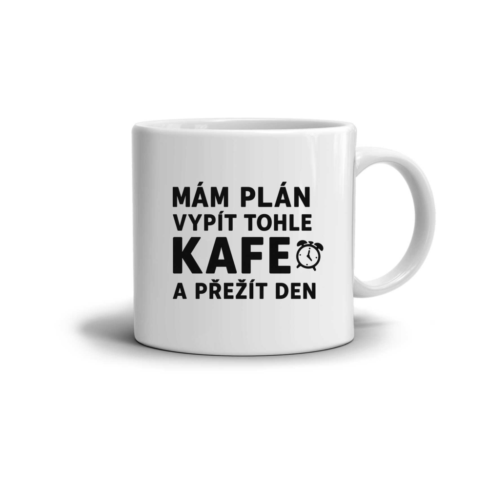 Biely keramický hrnček 330ml s obrázkom - citát kafe 1