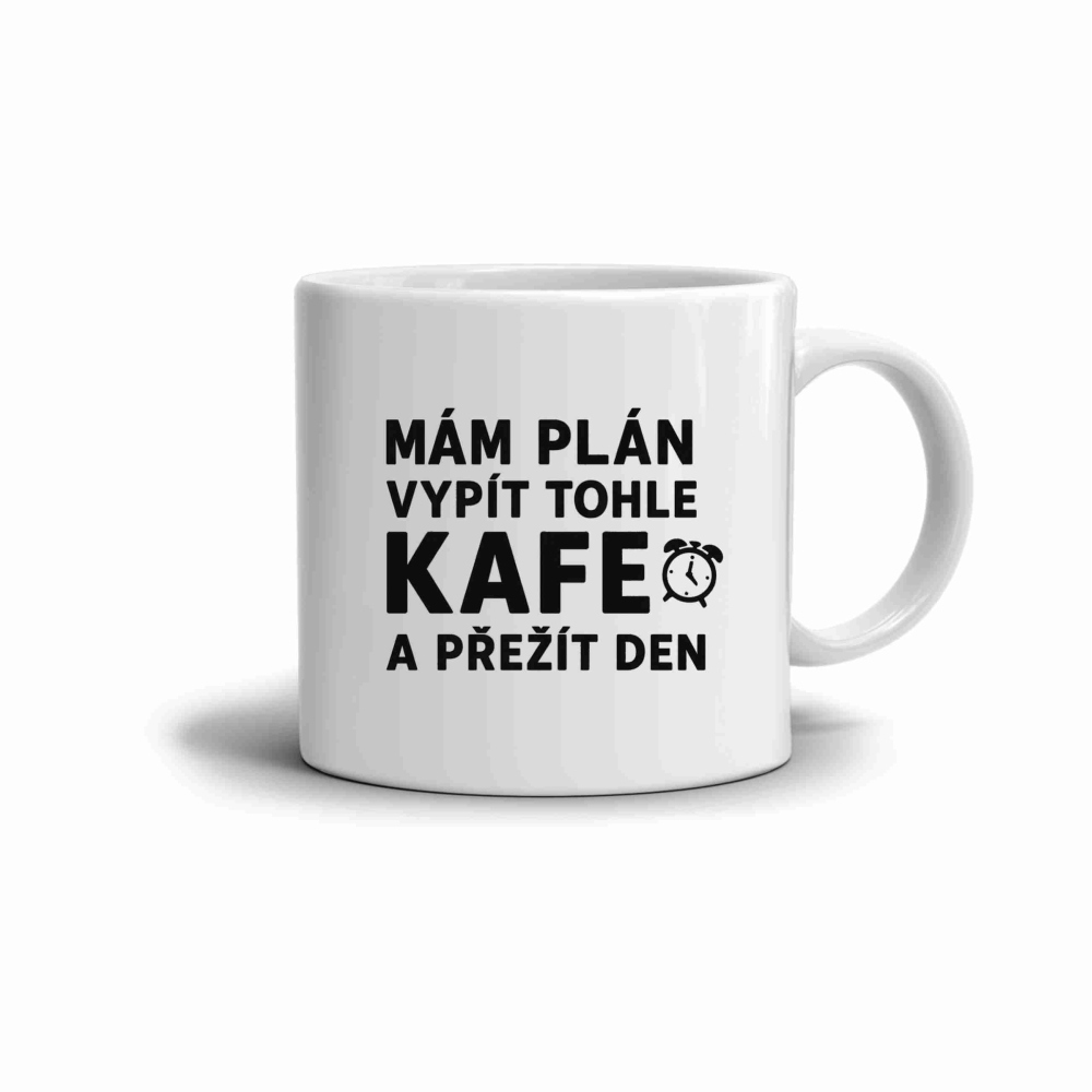 Biely keramický hrnček 330ml s obrázkom - citát kafe 1