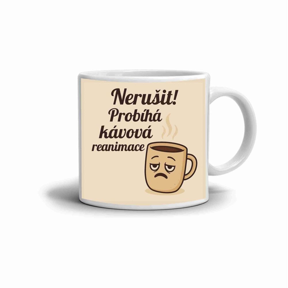 Biely keramický hrnček 330ml s obrázkom - citát kafe 5