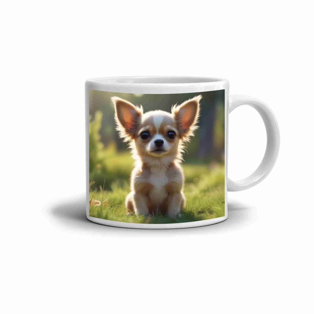 Biely keramický hrnček 330ml s obrázkom - čivava