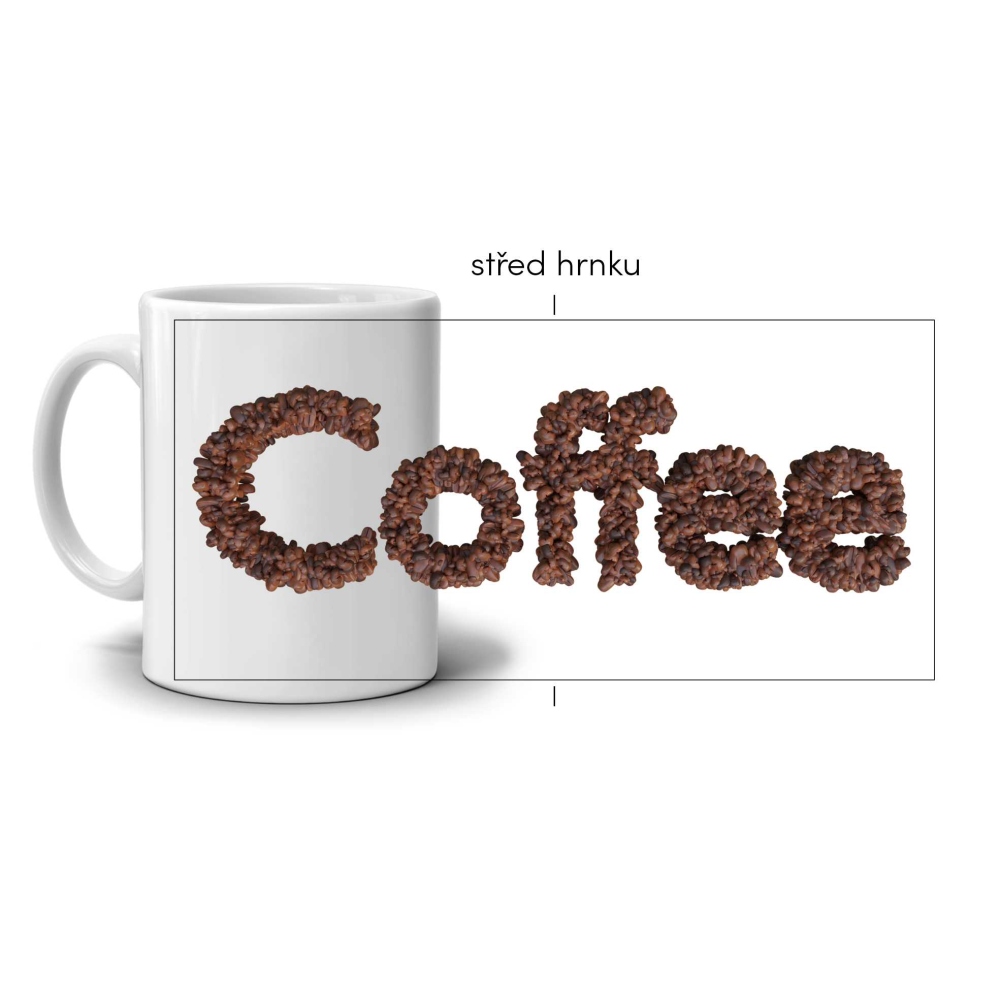 Biely keramický hrnček 330ml s obrázkom - coffee