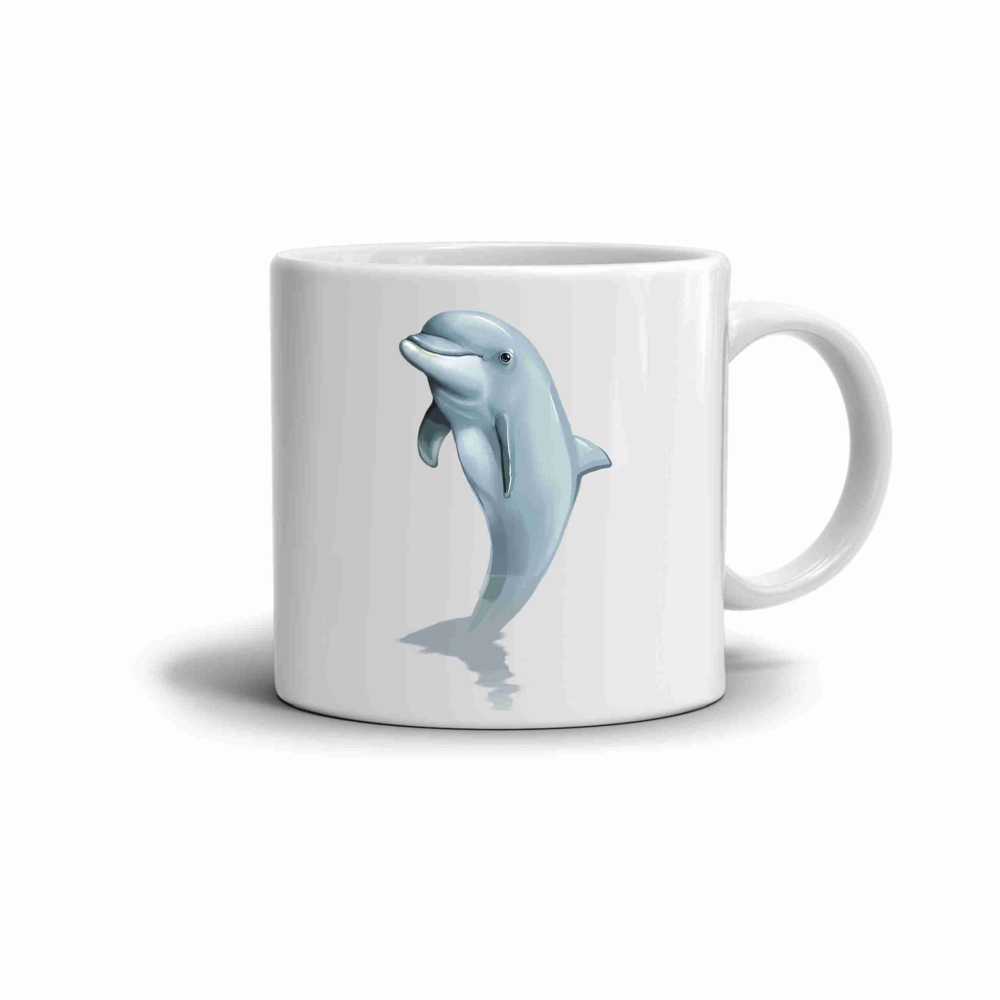 Biely keramický hrnček 330ml s obrázkom - delfín 2