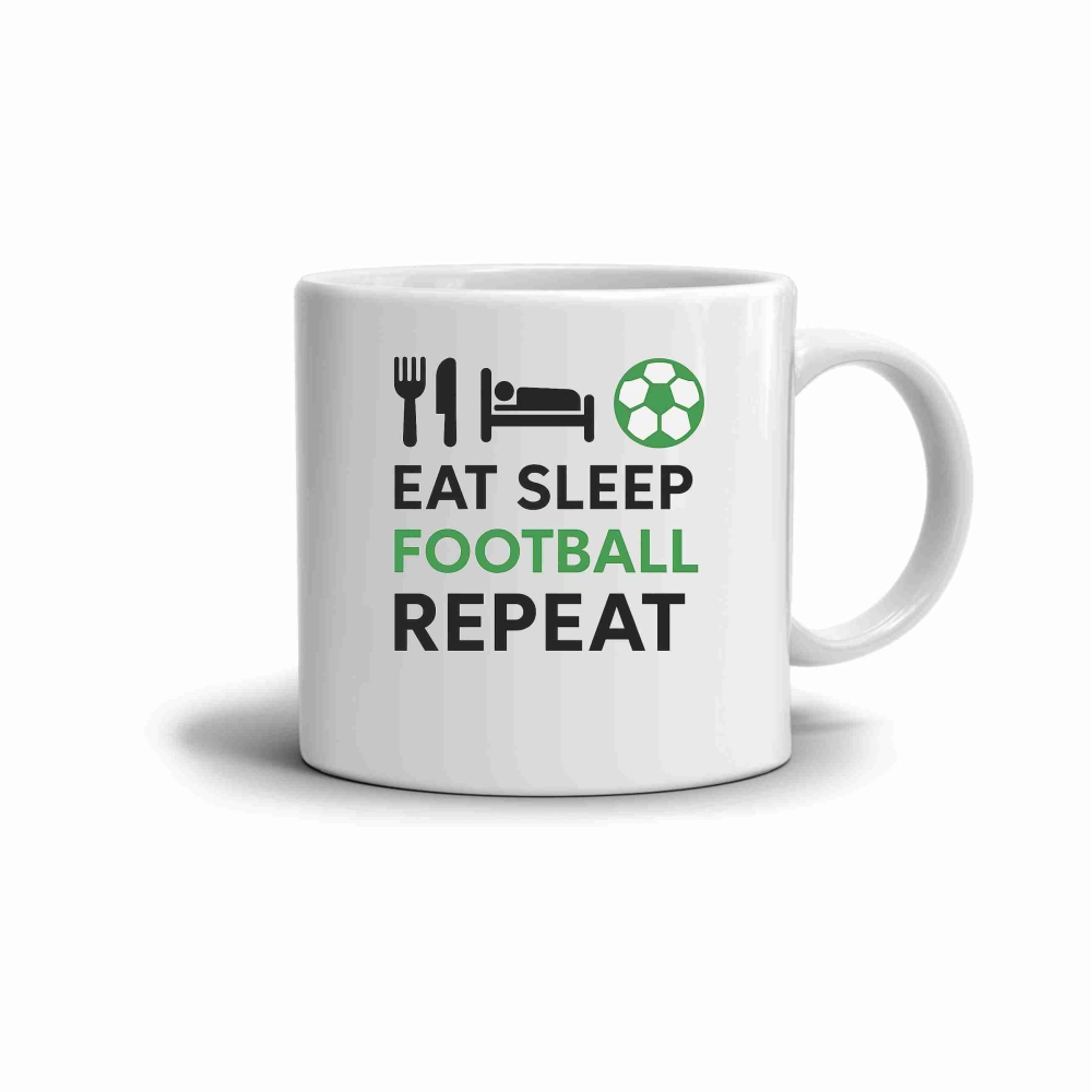 Biely keramický hrnček 330ml s obrázkom - football repeat