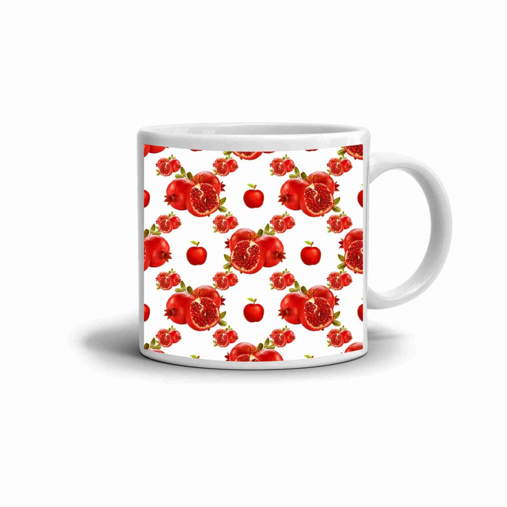 Biely keramický hrnček 330ml s obrázkom - granátové jablká