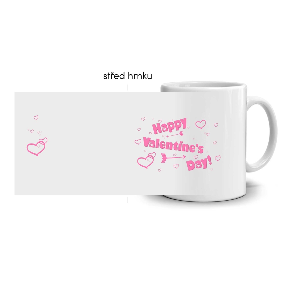 Biely keramický hrnček 330ml s obrázkom - happy valentine