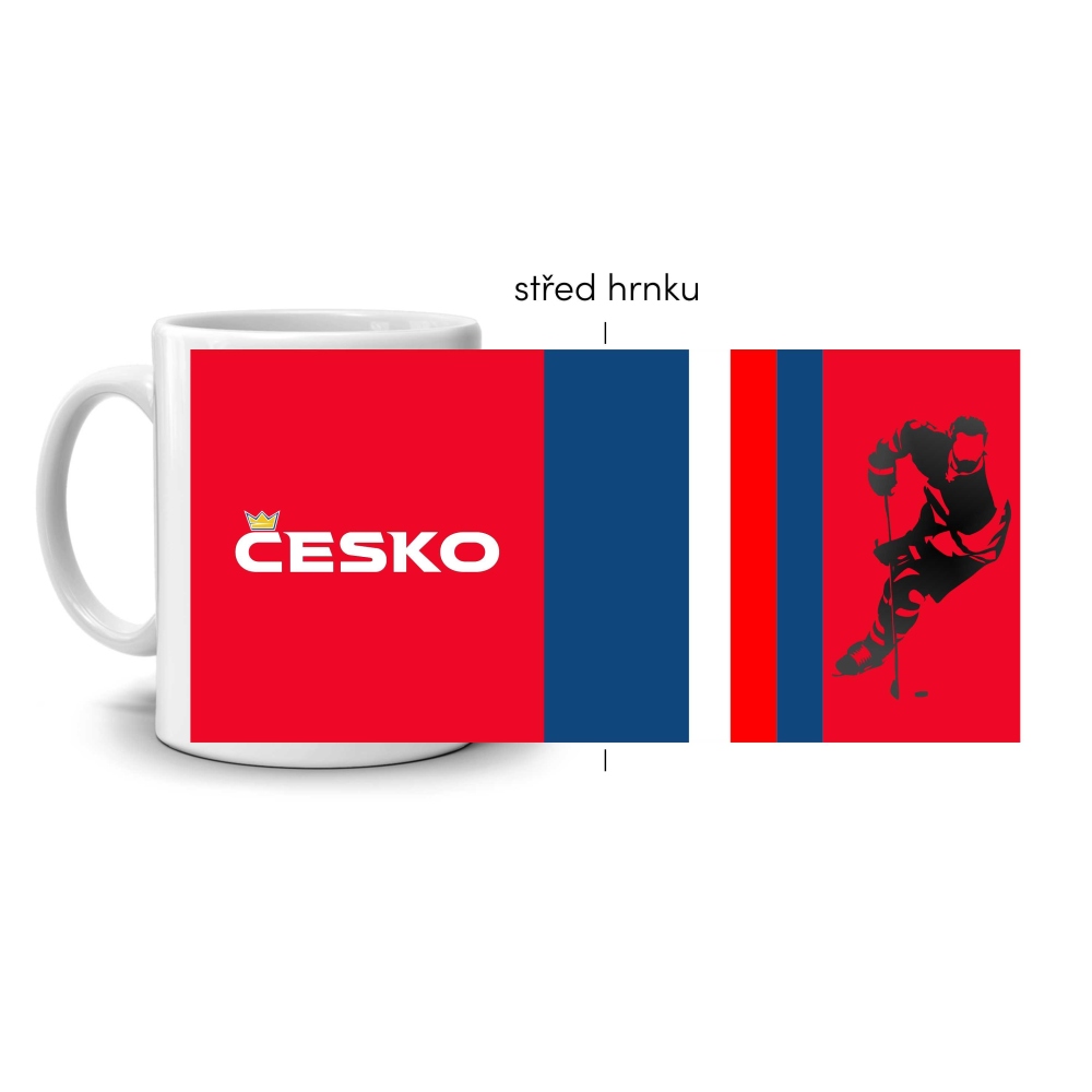 Biely keramický hrnček 330ml s obrázkom - hokejový hrnček Česko