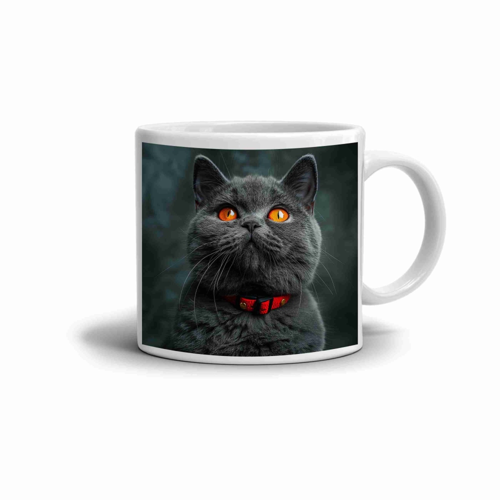 Biely keramický hrnček 330ml s obrázkom - hrdá britská krátkosrstá mačka