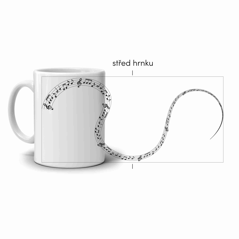 Biely keramický hrnček 330ml s obrázkom - hudobné noty