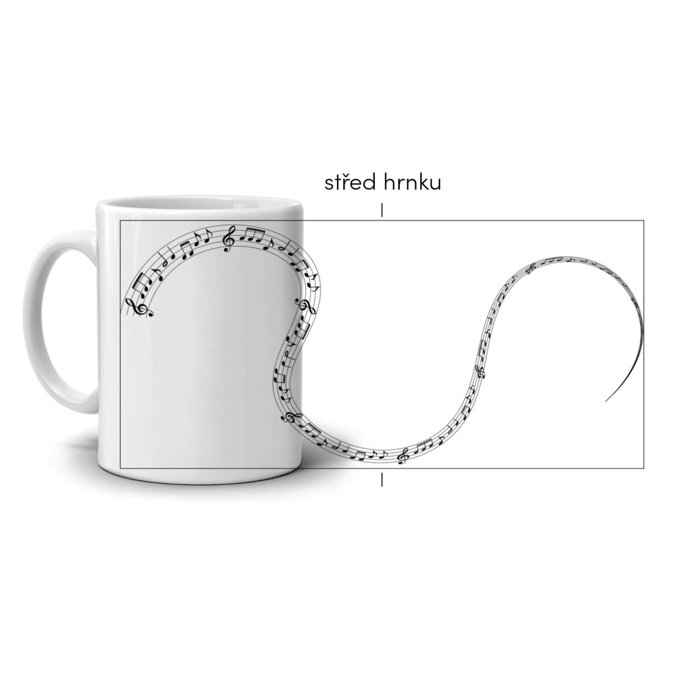 Biely keramický hrnček 330ml s obrázkom - hudobné noty