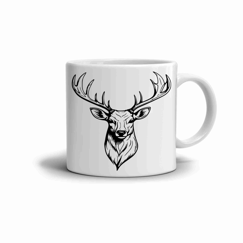 Biely keramický hrnček 330ml s obrázkom - jeleň 2