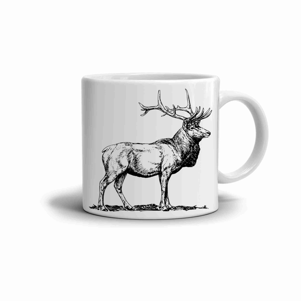 Biely keramický hrnček 330ml s obrázkom - jeleň 3