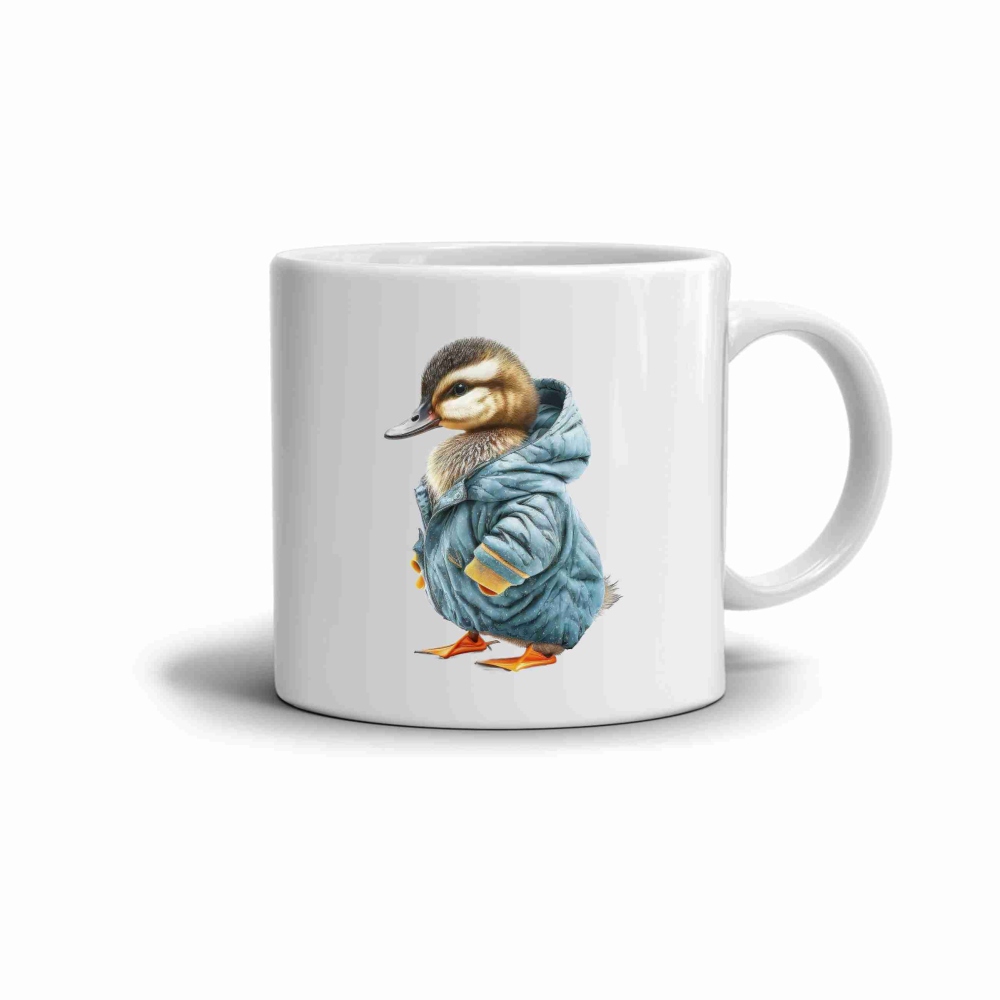 Biely keramický hrnček 330ml s obrázkom - káča v bunde