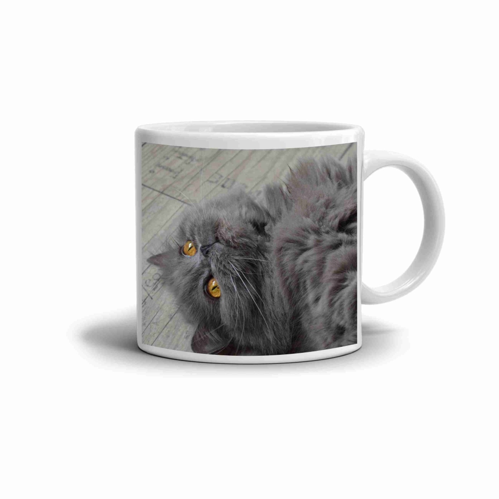 Biely keramický hrnček 330ml s obrázkom - mačacie maznáčik