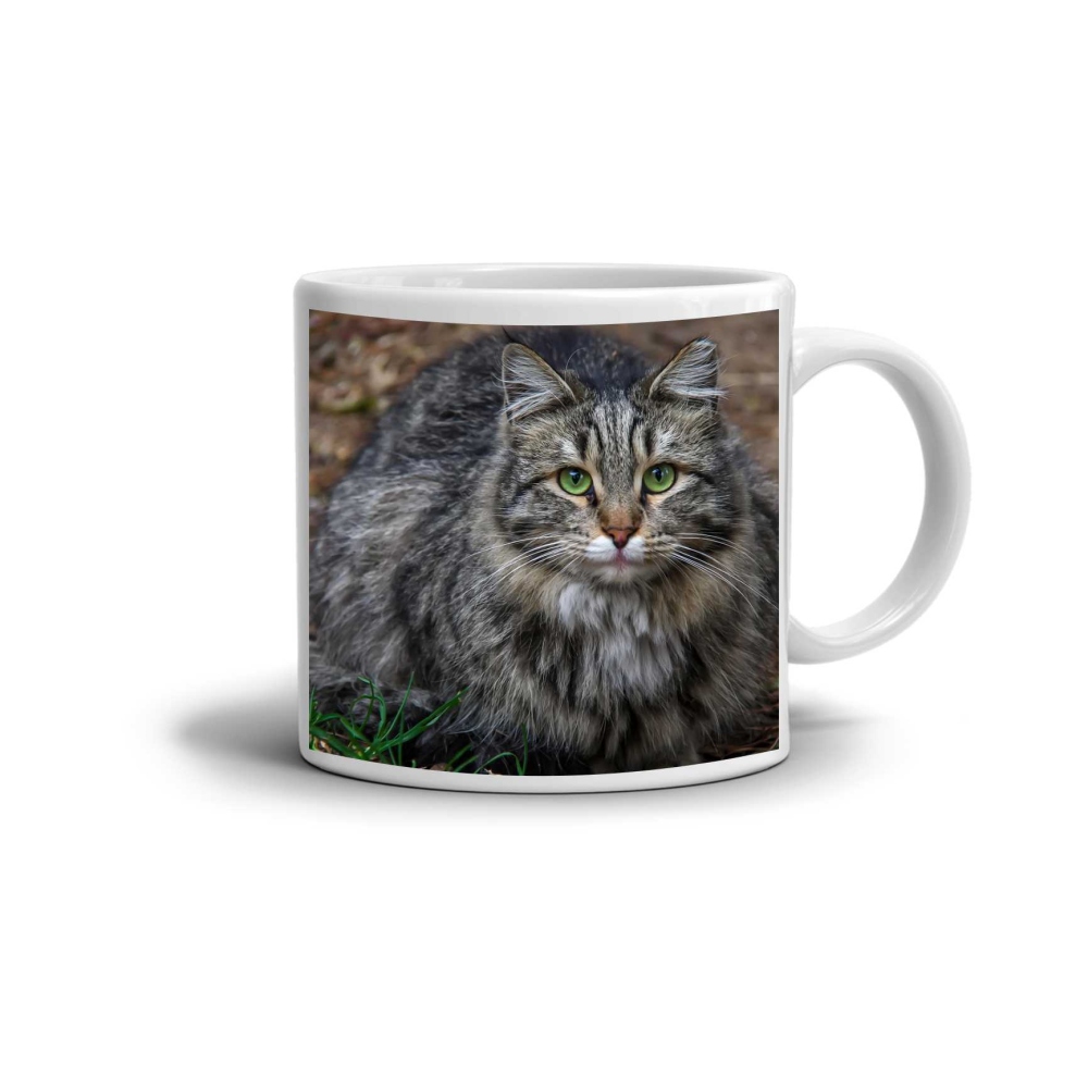 Biely keramický hrnček 330ml s obrázkom - mačka 3