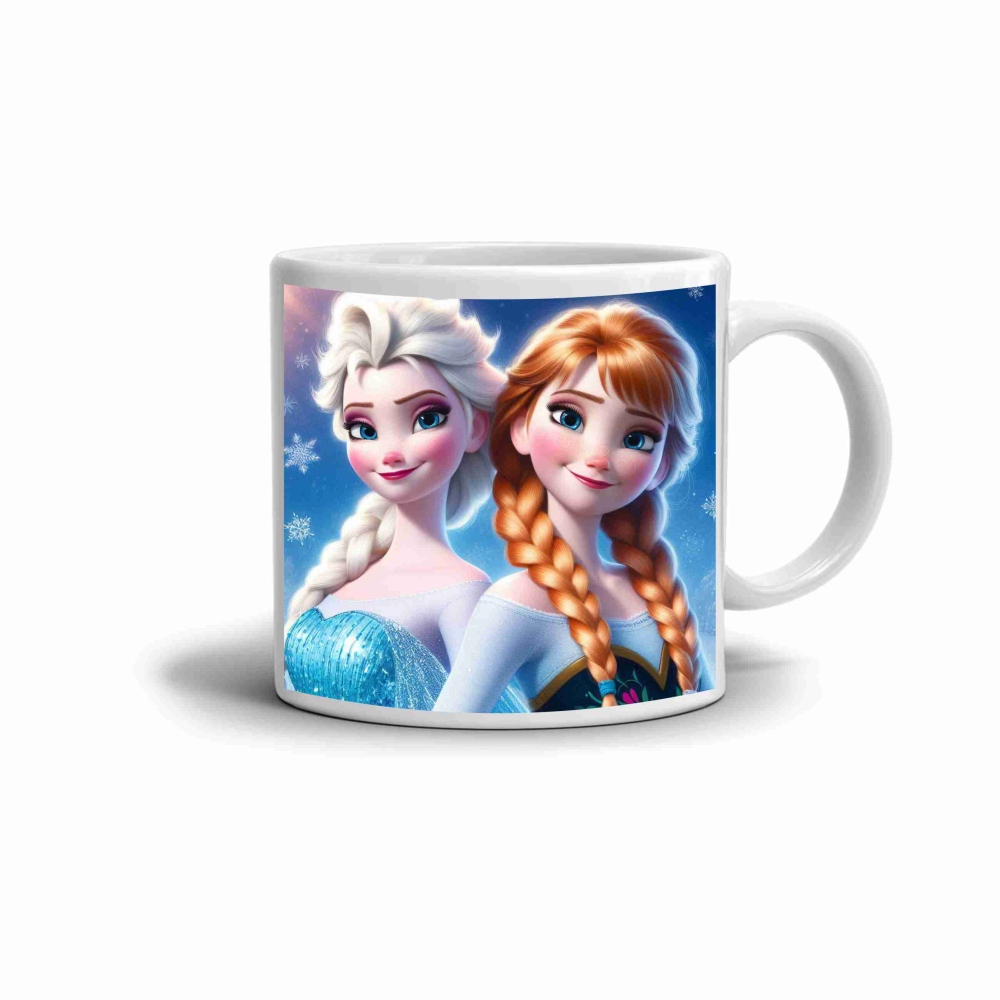 Biely keramický hrnček 330ml s obrázkom - ľadové kráľovstvo 2