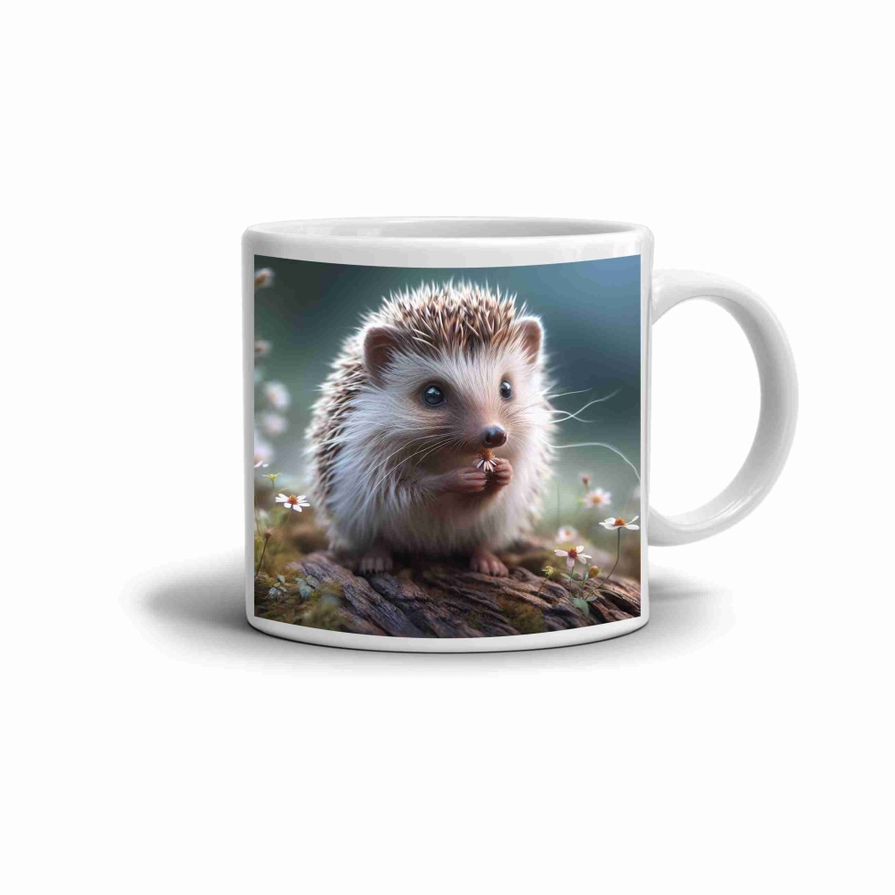 Biely keramický hrnček 330ml s obrázkom - lesný jažeček