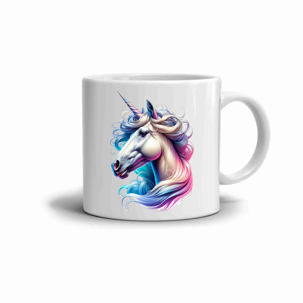 Biely keramický hrnček 330ml s obrázkom - magický jednorožec