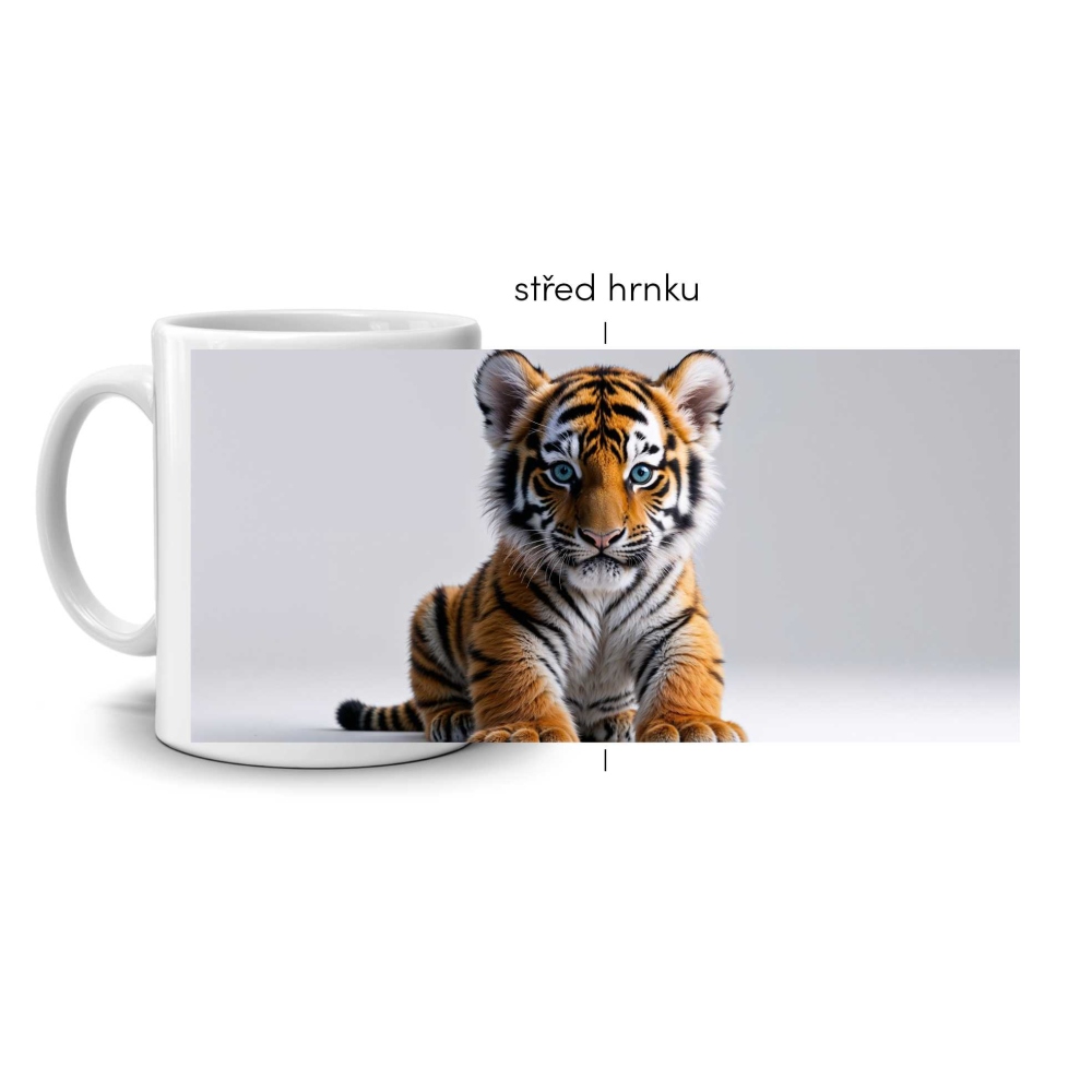 Biely keramický hrnček 330ml s obrázkom - malý tiger
