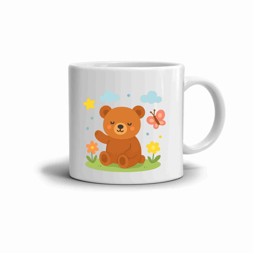 Biely keramický hrnček 330ml s obrázkom - medvedík