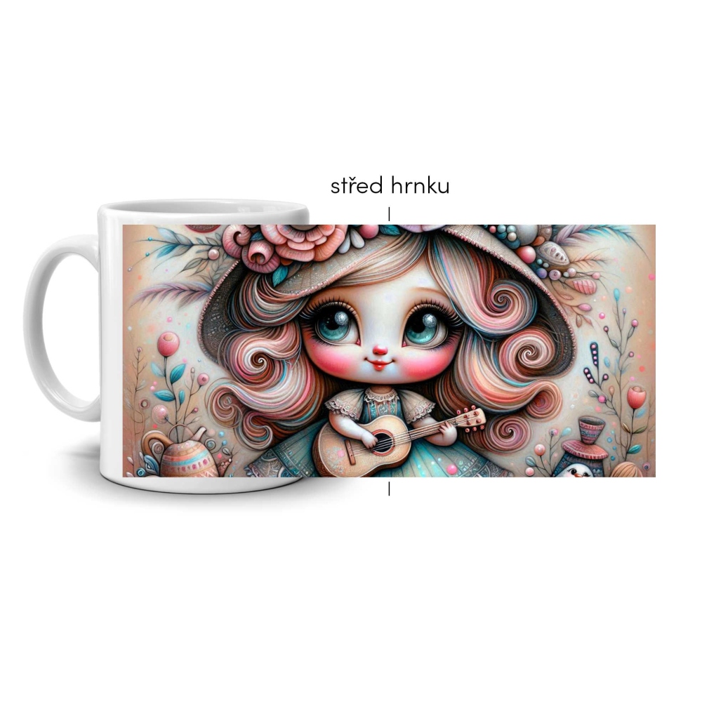 Biely keramický hrnček 330ml s obrázkom - melódia snov