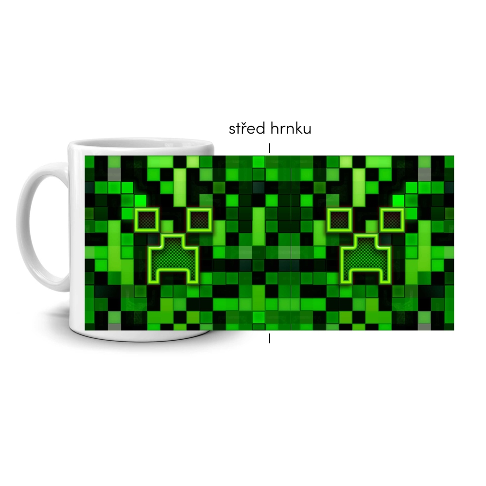 Biely keramický hrnček 330ml s obrázkom - minecraft