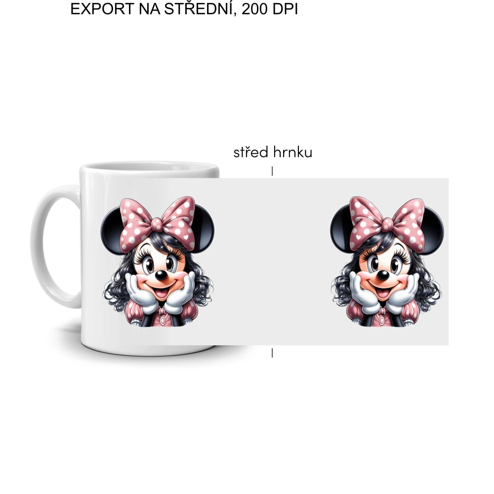 Biely keramický hrnček 330ml s obrázkom - minnie