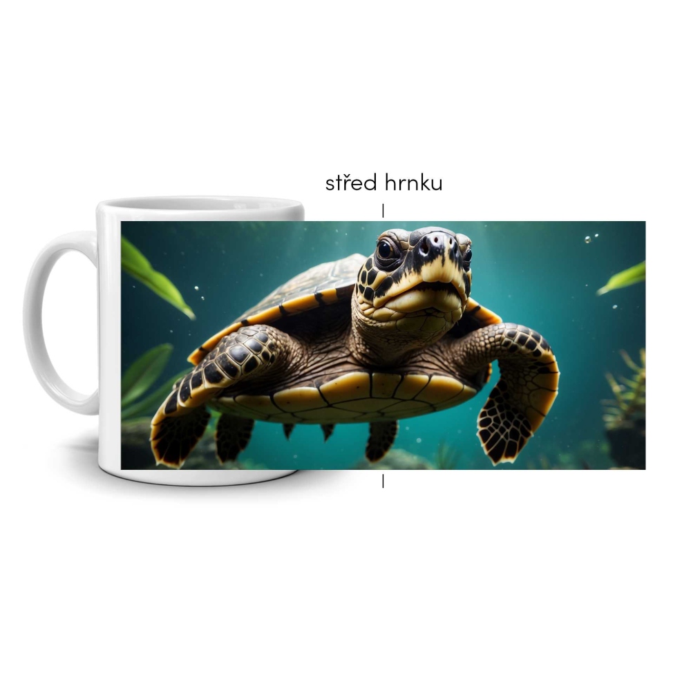 Biely keramický hrnček 330ml s obrázkom - morská korytnačka