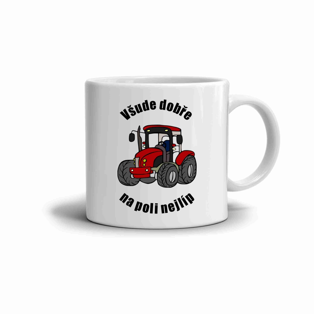 Biely keramický hrnček 330ml s obrázkom - na poli najlepšie