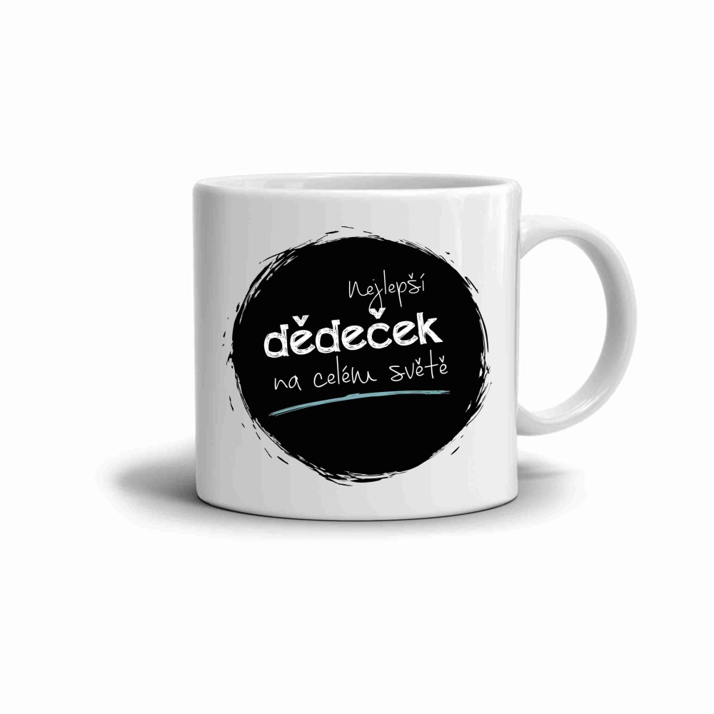 Biely keramický hrnček 330ml s obrázkom - najlepší dedko 2 (tmavý motív)