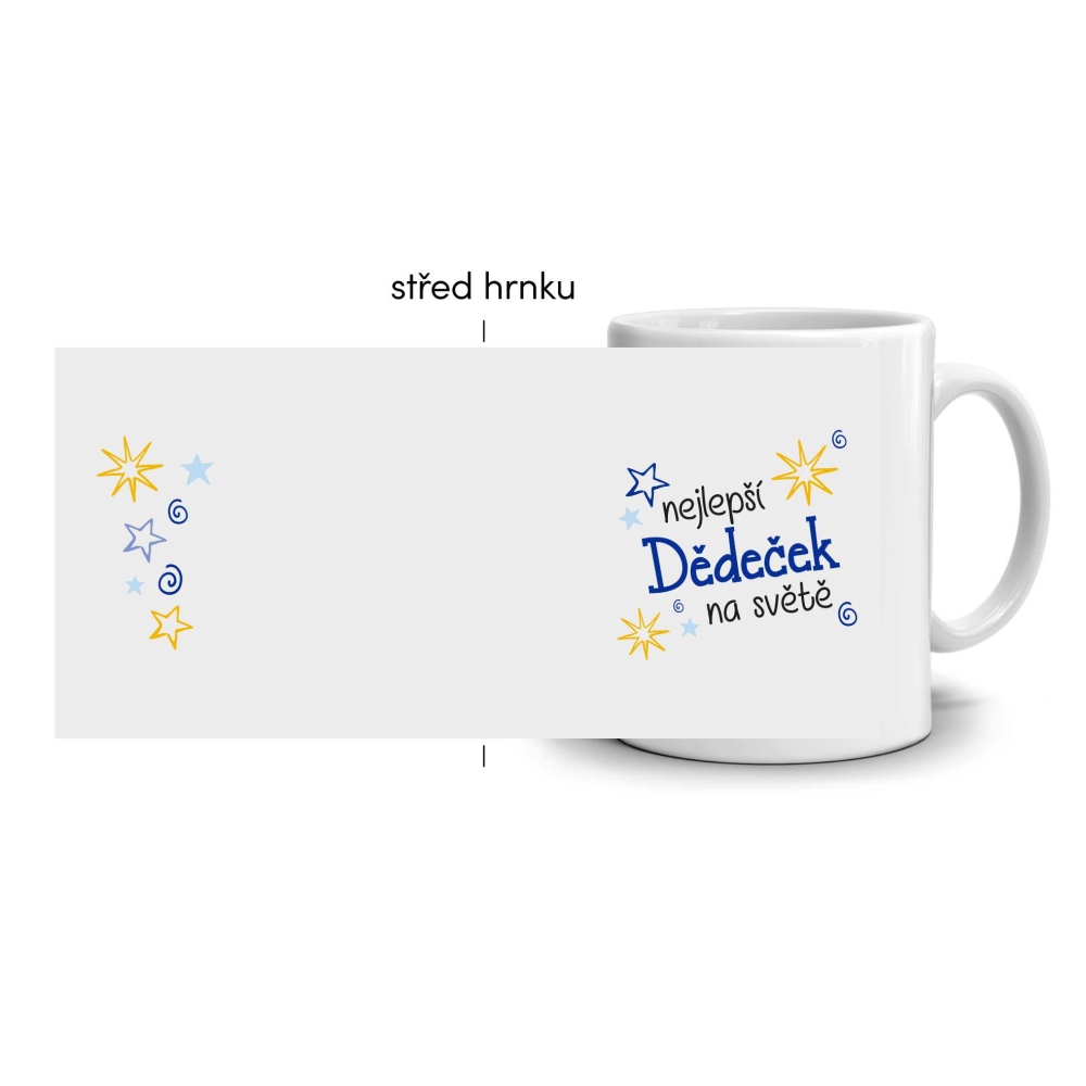 Biely keramický hrnček 330ml s obrázkom - najlepší dedko (svetlý motív)