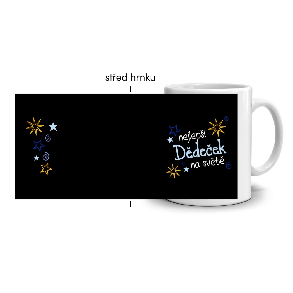 Biely keramický hrnček 330ml s obrázkom - najlepší starý otec (tmavý motív)