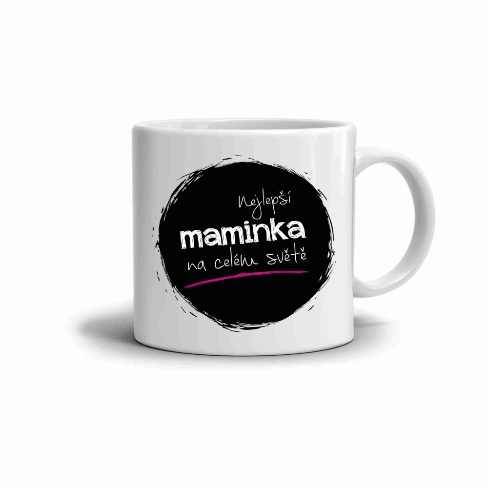 Biely keramický hrnček 330ml s obrázkom - najlepšia mamička 2 (tmavý motív)