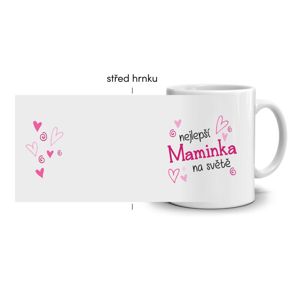 Biely keramický hrnček 330ml s obrázkom - najlepšia mamička (svetlý motív)