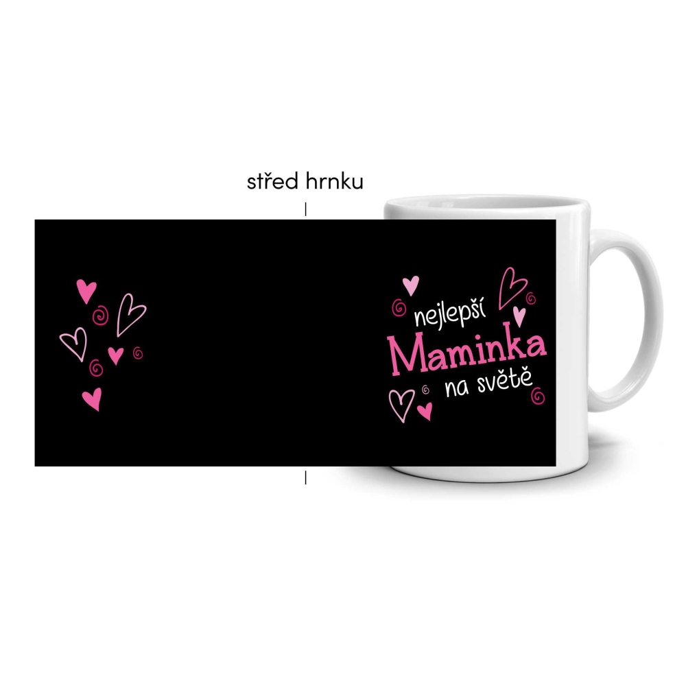 Biely keramický hrnček 330ml s obrázkom - najlepšia mamička (tmavý motív)