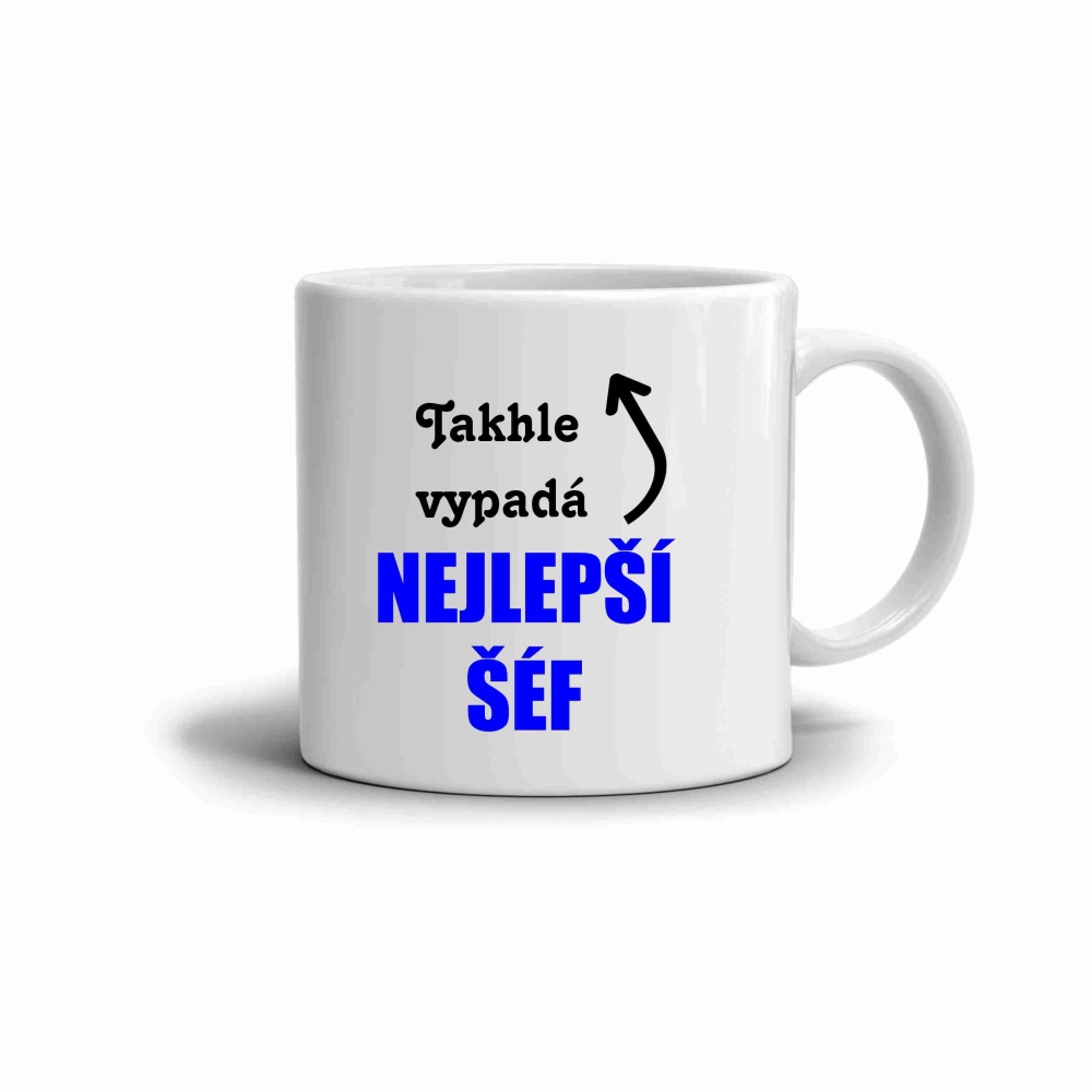 Biely keramický hrnček 330ml s obrázkom - najlepší šéf