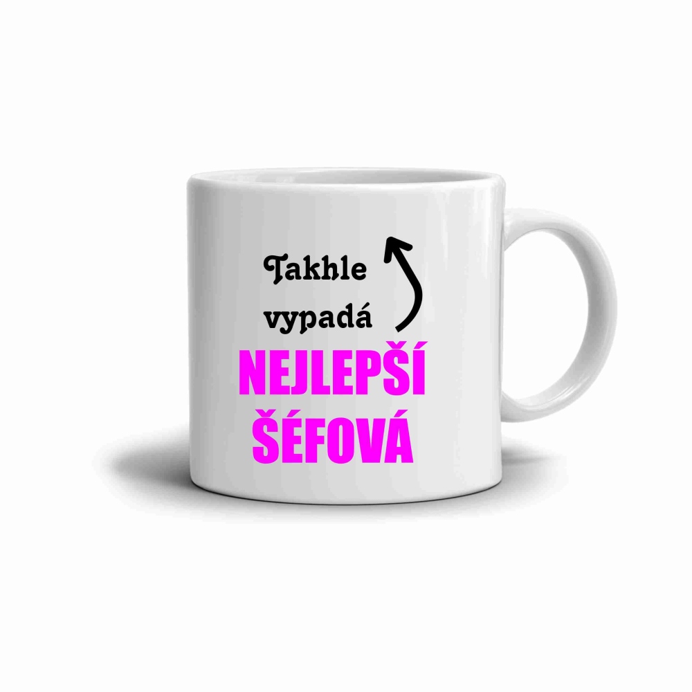 Biely keramický hrnček 330ml s obrázkom - najlepšia šéfová