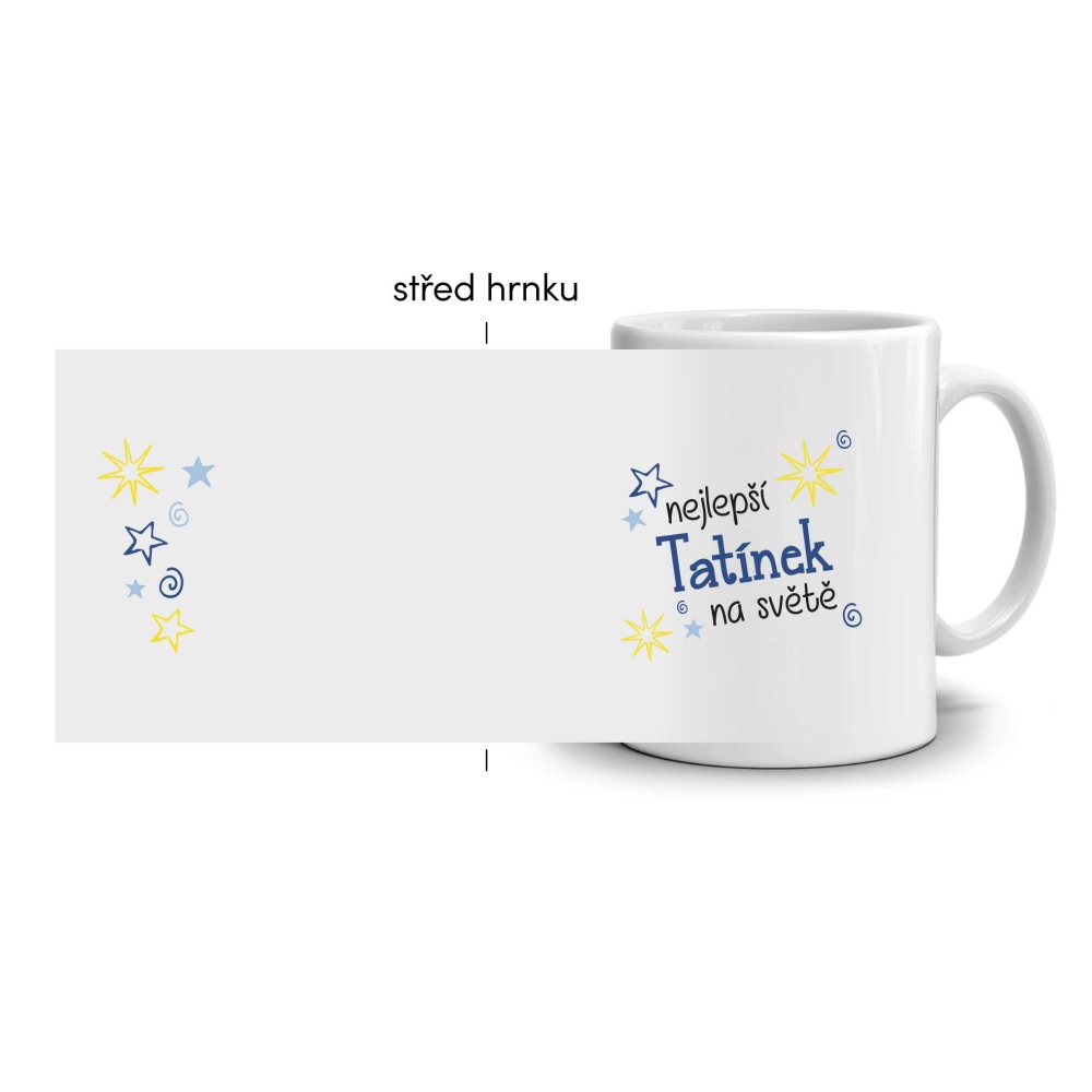 Biely keramický hrnček 330ml s obrázkom - najlepší otecko (svetlý motív)