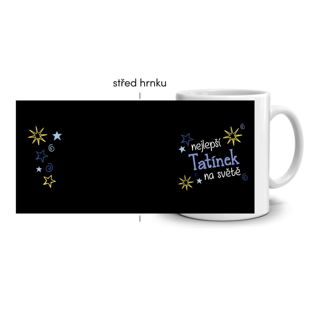 Biely keramický hrnček 330ml s obrázkom - najlepší otecko (tmavý motív)