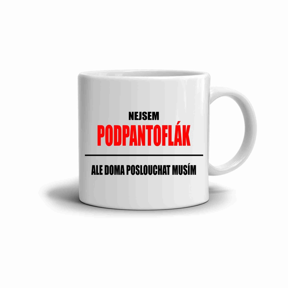 Biely keramický hrnček 330ml s obrázkom - nie som podpantoflák