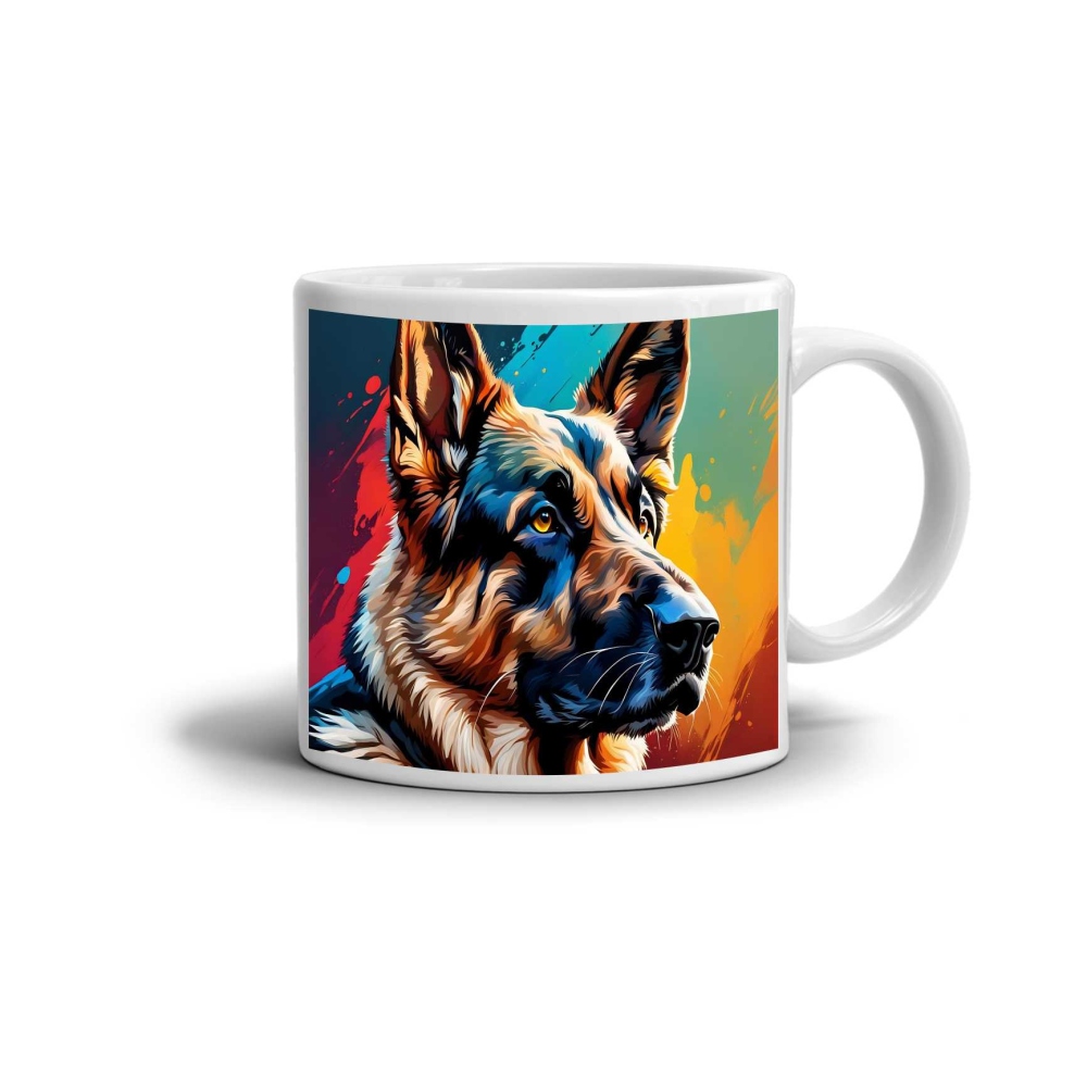 Biely keramický hrnček 330ml s obrázkom - nemecký ovčiak 1