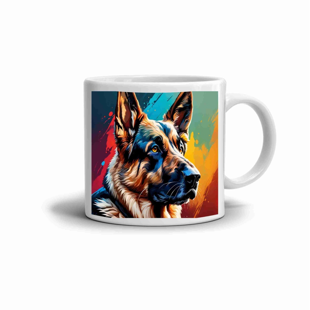 Biely keramický hrnček 330ml s obrázkom - nemecký ovčiak 1