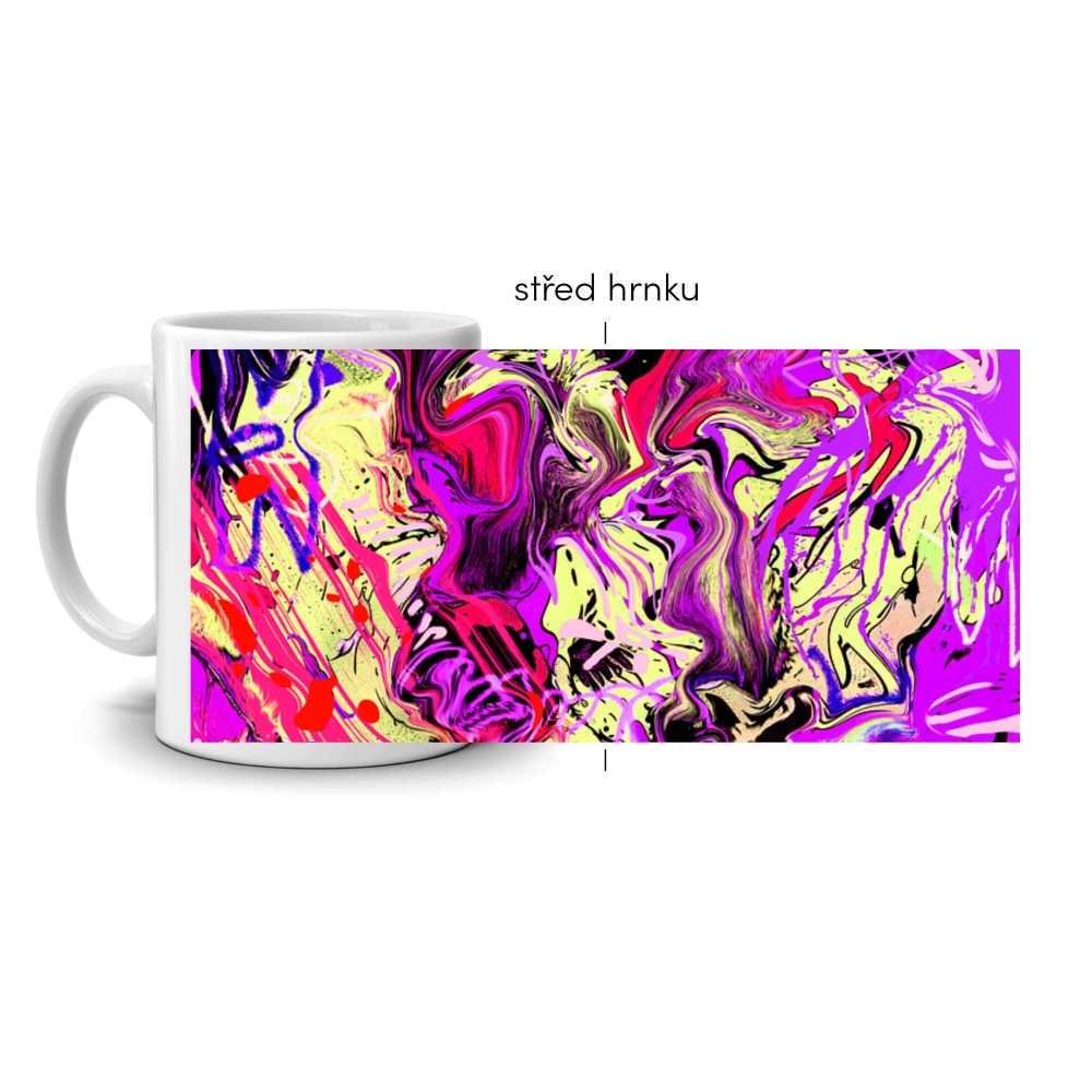 Biely keramický hrnček 330ml s obrázkom - neónová explózia