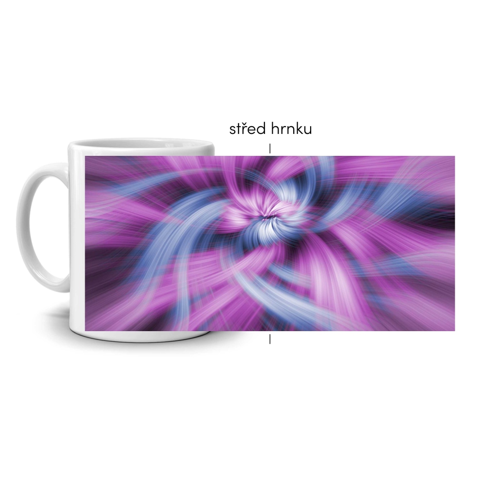 Biely keramický hrnček 330ml s obrázkom - neónový vortex